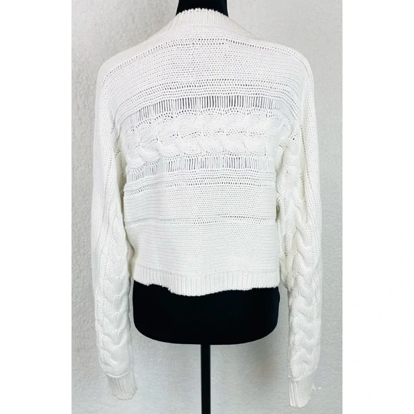 RTA • White Fever Distressed Cable Knit Cropped Sweater, M - Picture 8 of 16